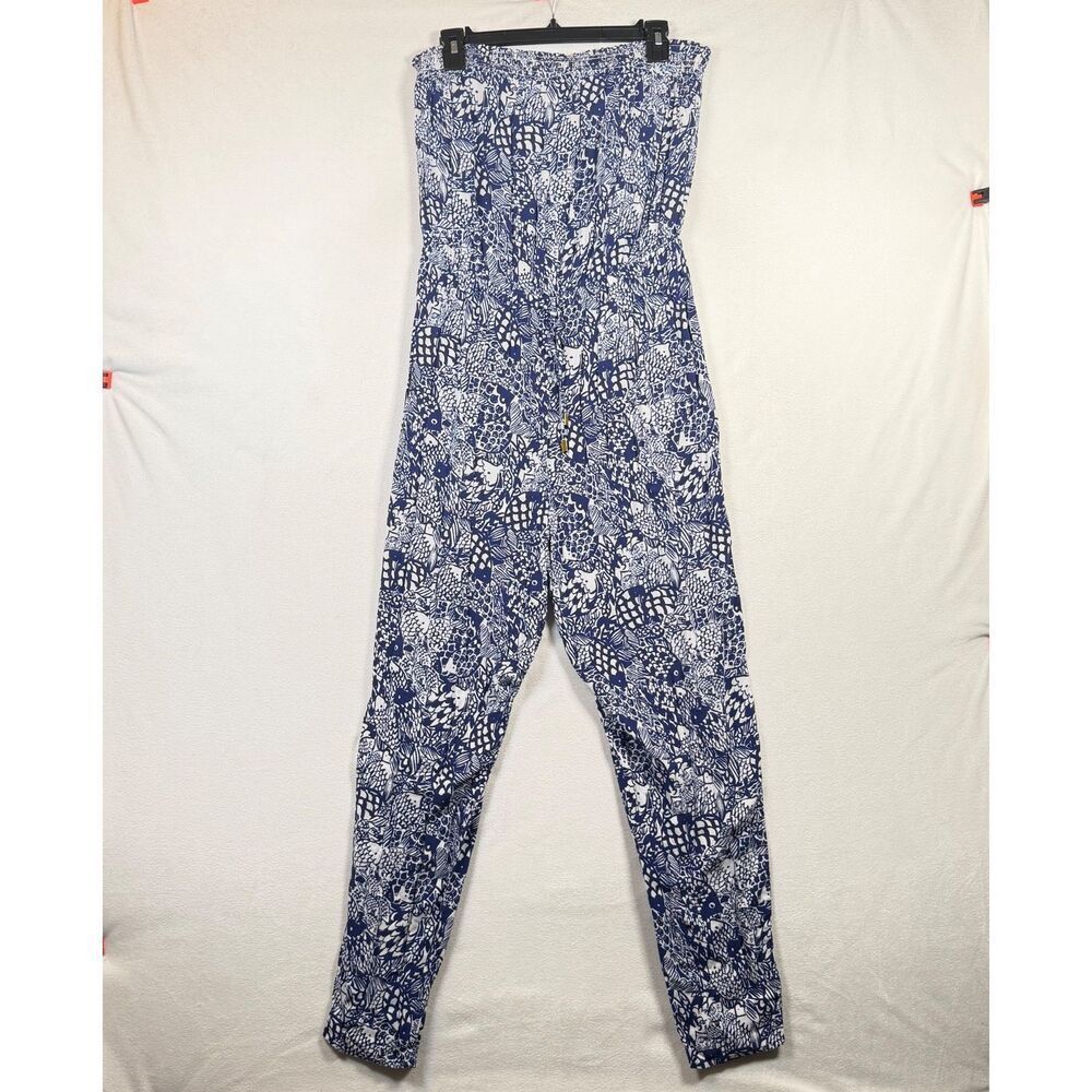 Lilly Pulitzer for Target Fish Print Strapless Jumpsuit Blue White Size Large
